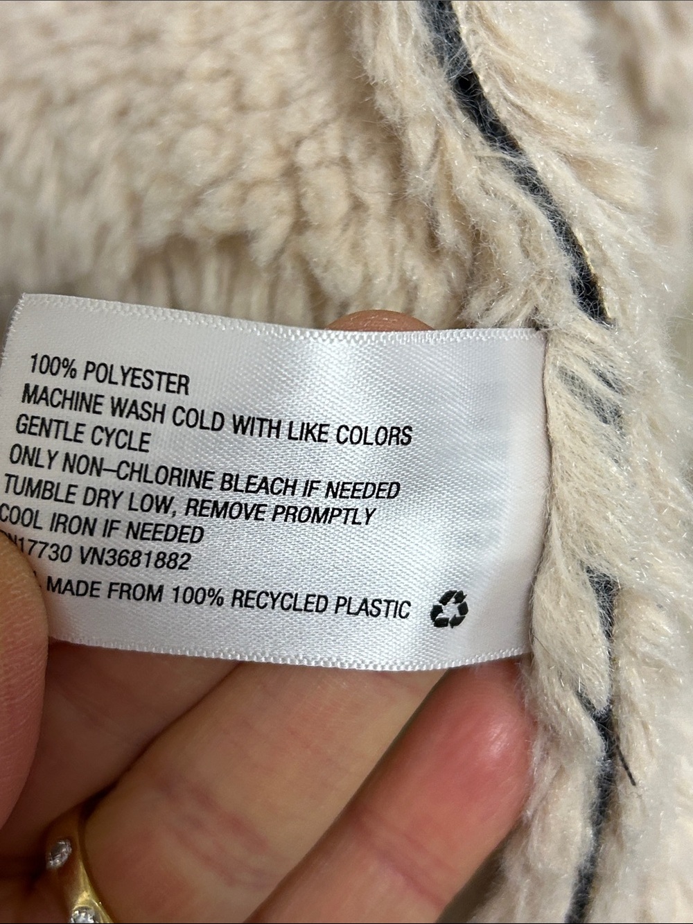 Knox Rose Black Faux-Shearling Open Front Vest with Cream Lining image 3
